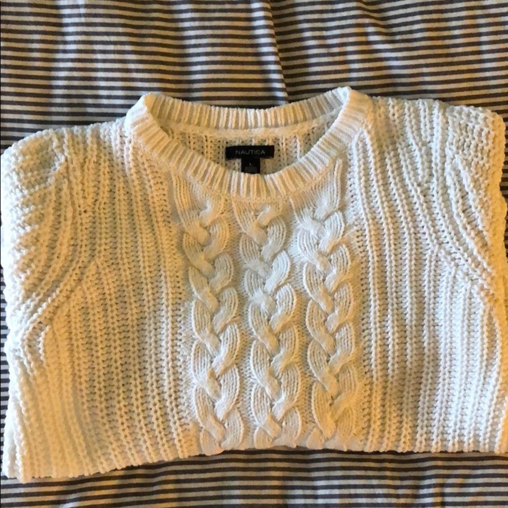 Nautica white cable knit sweater